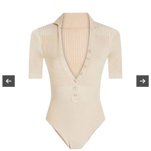 Jacquemus Tops - Jacquemus Cream Ribbed Bodysuit